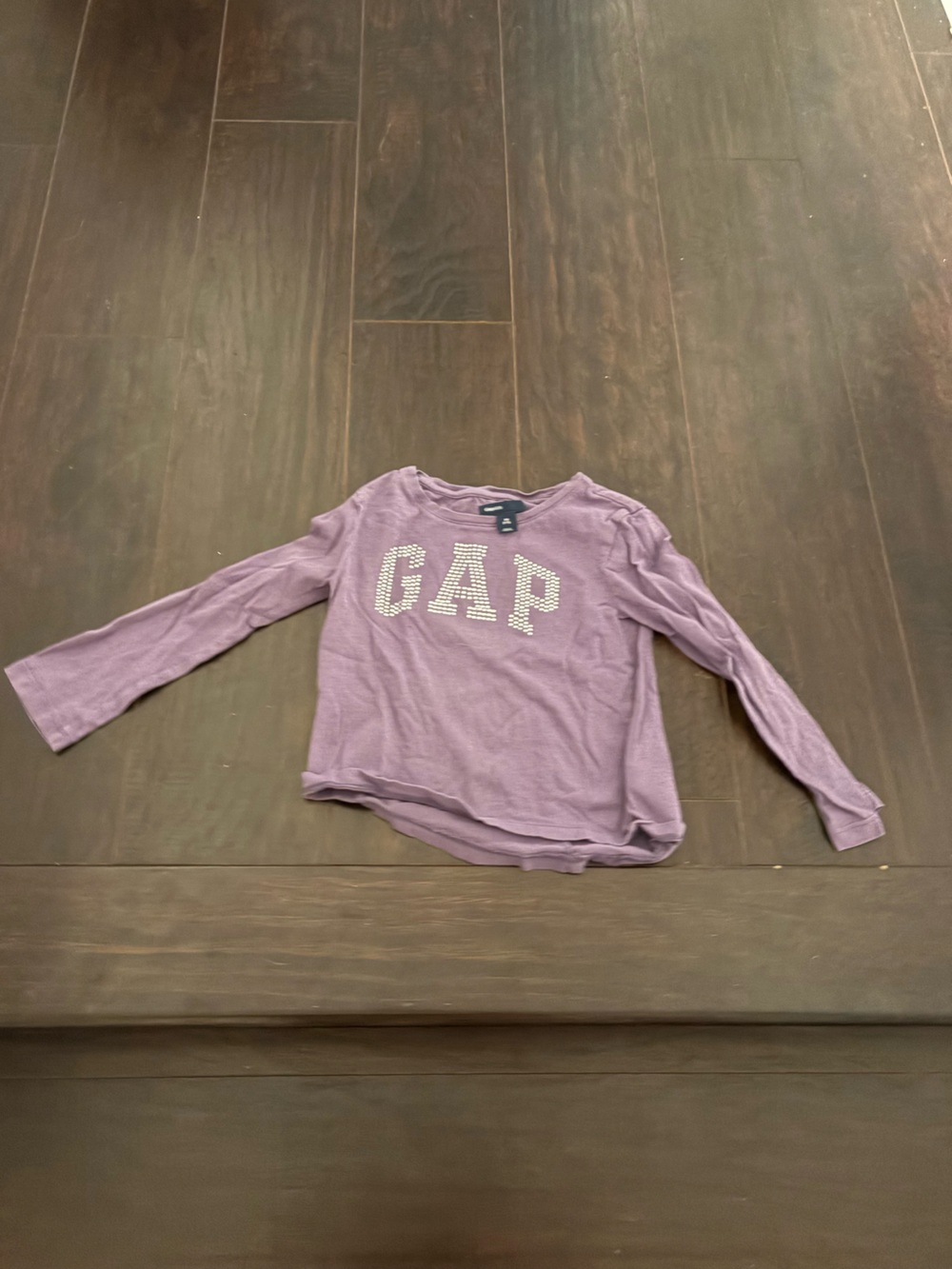GapKids Girls XS 4-5 Purple Rhinestone GAP Long Sleeve Shirt